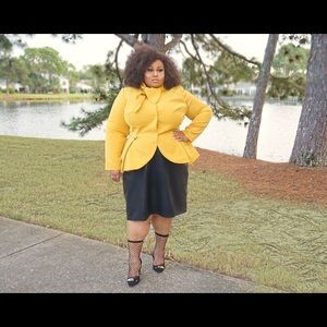 Eloquii Tie Neck Peplum Blazer